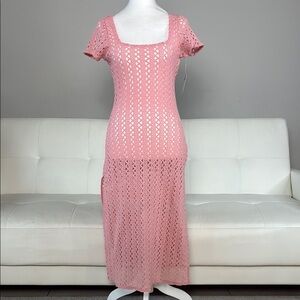 O'Neill Blush Pink Crochet Coverup Dress